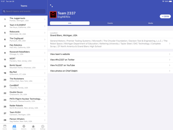 The Blue Alliance iPad screenshot 6 - Reference app