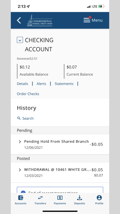 Congressional FCU 2022 Screenshot