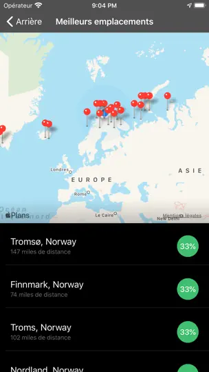 Capture d'écran de My Aurora Forecast sur iPhone 4