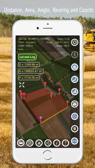 Screenshot von Planimeter GPS Flächen Rechner auf dem iPhone 2