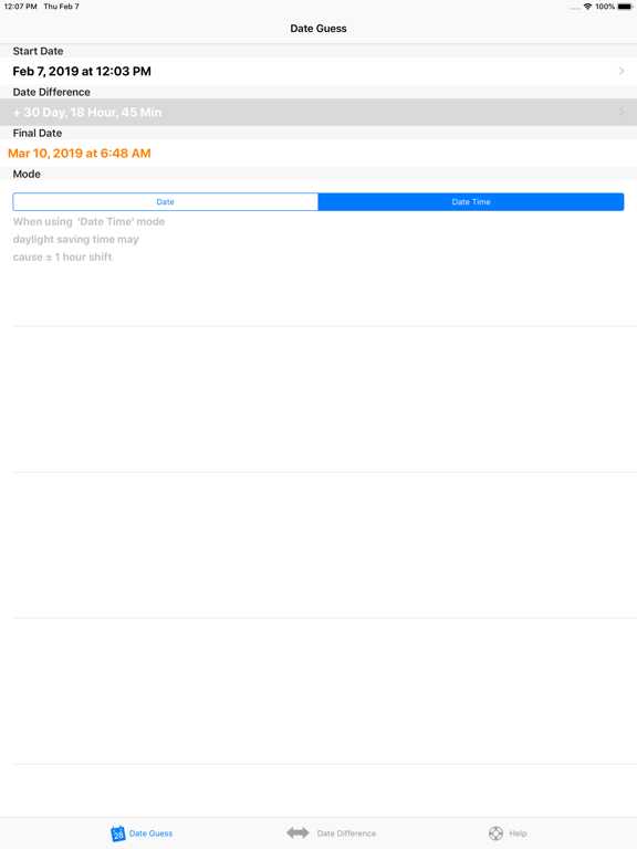 Date T Calc iPad screenshot