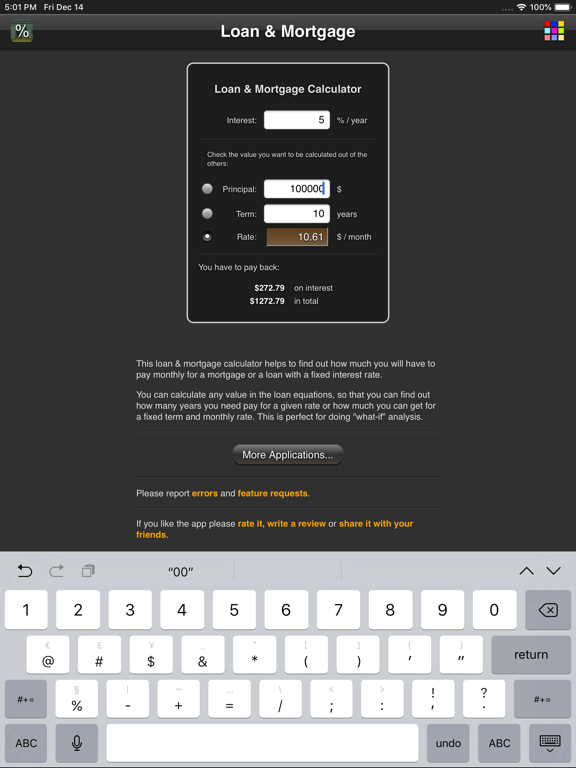 Loan & Mortgage iPad screenshot 4 - Finance app
