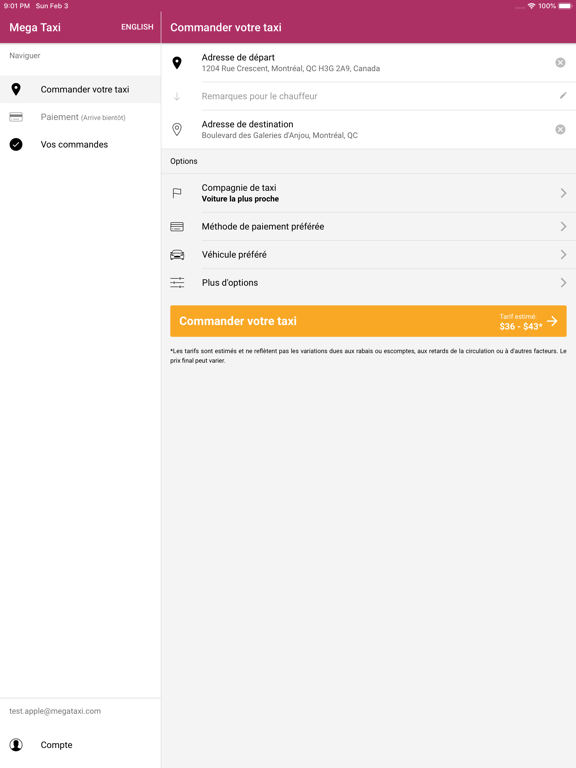Screenshot #4 pour Mega Taxi: Taxis Montréal