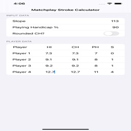 Matchplay Stroke Calculator