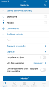 Cestovné poriadky CP screenshot