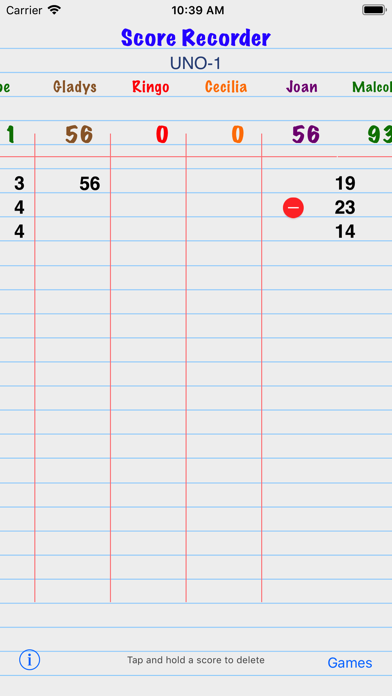 Score Recorder Screenshot