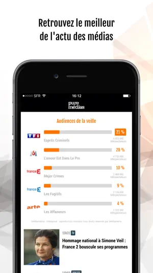 Puremédias : infos TV & médias screenshot 1