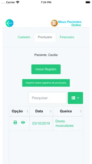 Meus Pacientes Online iPhone Screenshot 3