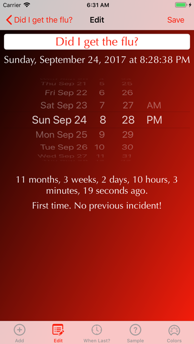 WhenLast? Screenshot