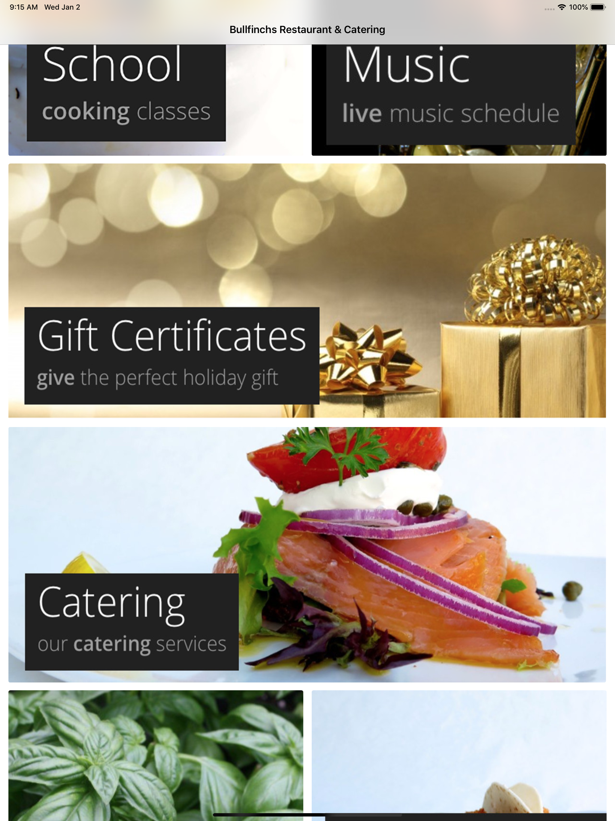 Bullfinchs Restaurant Catering