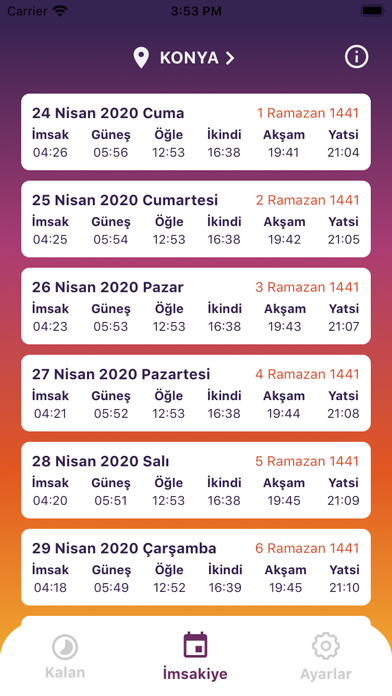 Screenshot #2 pour AKINSOFT Namaz Vakitleri