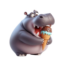 Ice Cream Hippo Stickers