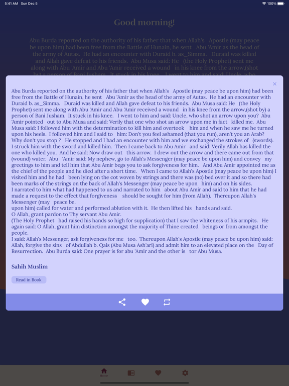 The Daily Hadith iPad screenshot 4 - Book app
