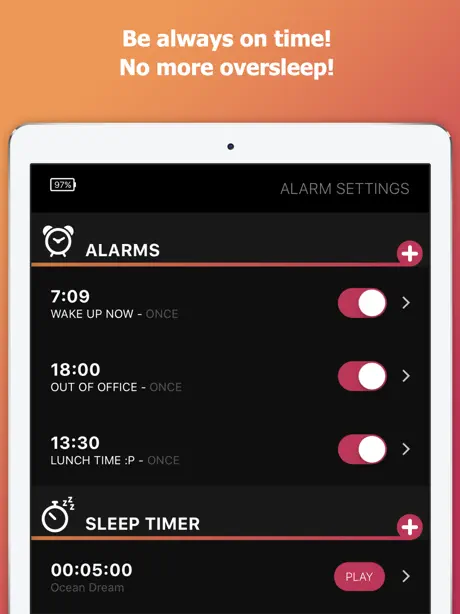 Radio Alarm Clock: Sleep Timer