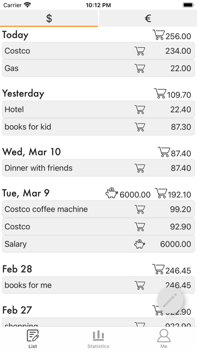 Expense,multi currency/account Screenshot