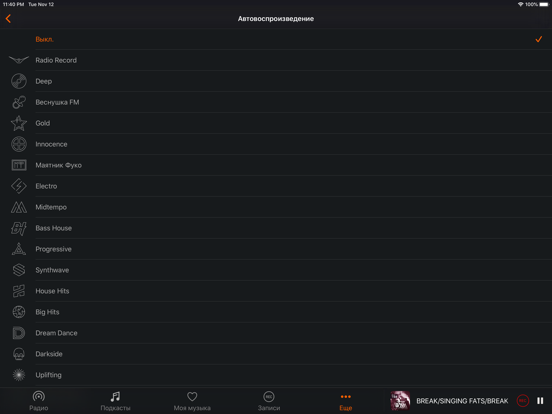 Radio Record Music and Podcast iPad screenshot 10 - Music app