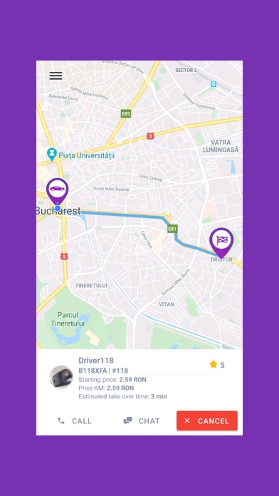 Taxi Advanced Client Screenshot