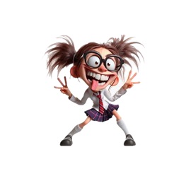 Goofy Schoolgirl Stickers