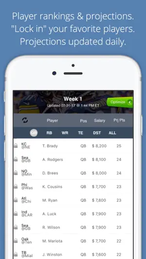 SOLV: NFL & PGA Optimizer screenshot 1