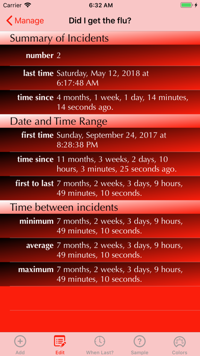 WhenLast? Screenshot