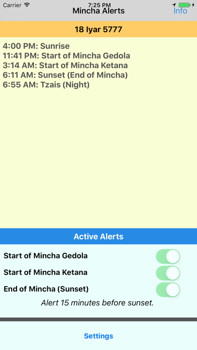 Mincha Alerts Prayer Reminders Screenshot 1 of 3