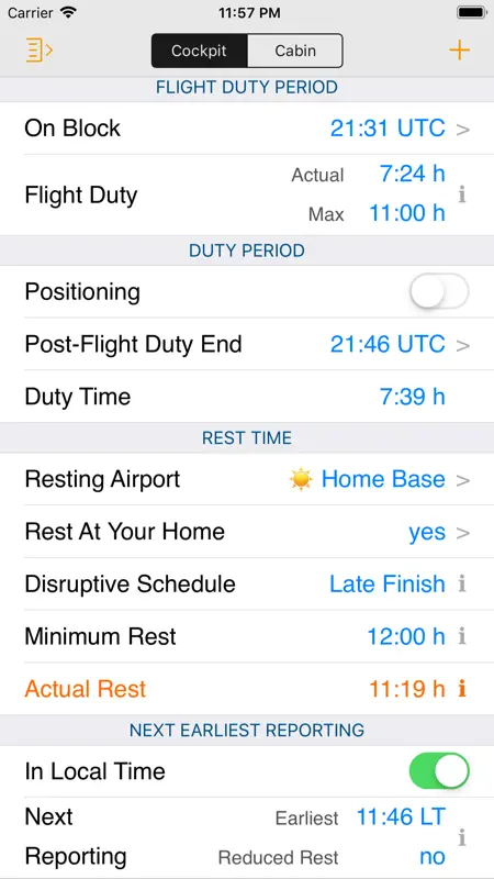 EASA FTL Calc screenshot 5 of 10