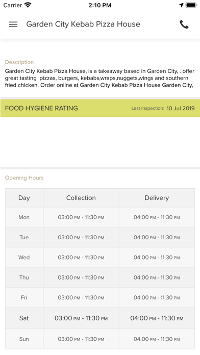 Garden City Kebab Pizza House, Screenshot
