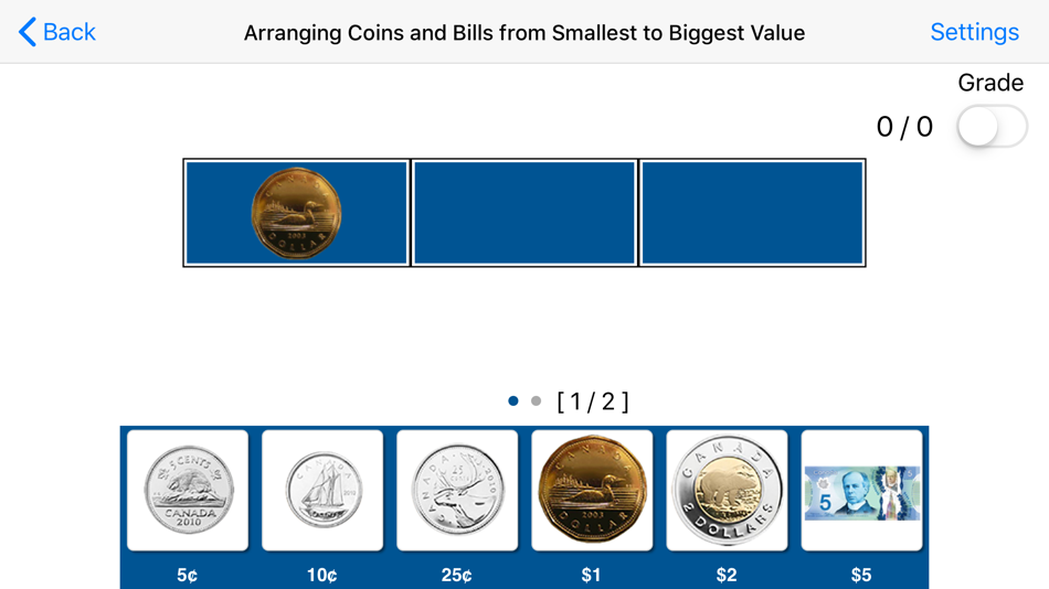 #3. Arranging Coins and Bills CAD (iOS) 由: Blooming Kids Software LLC