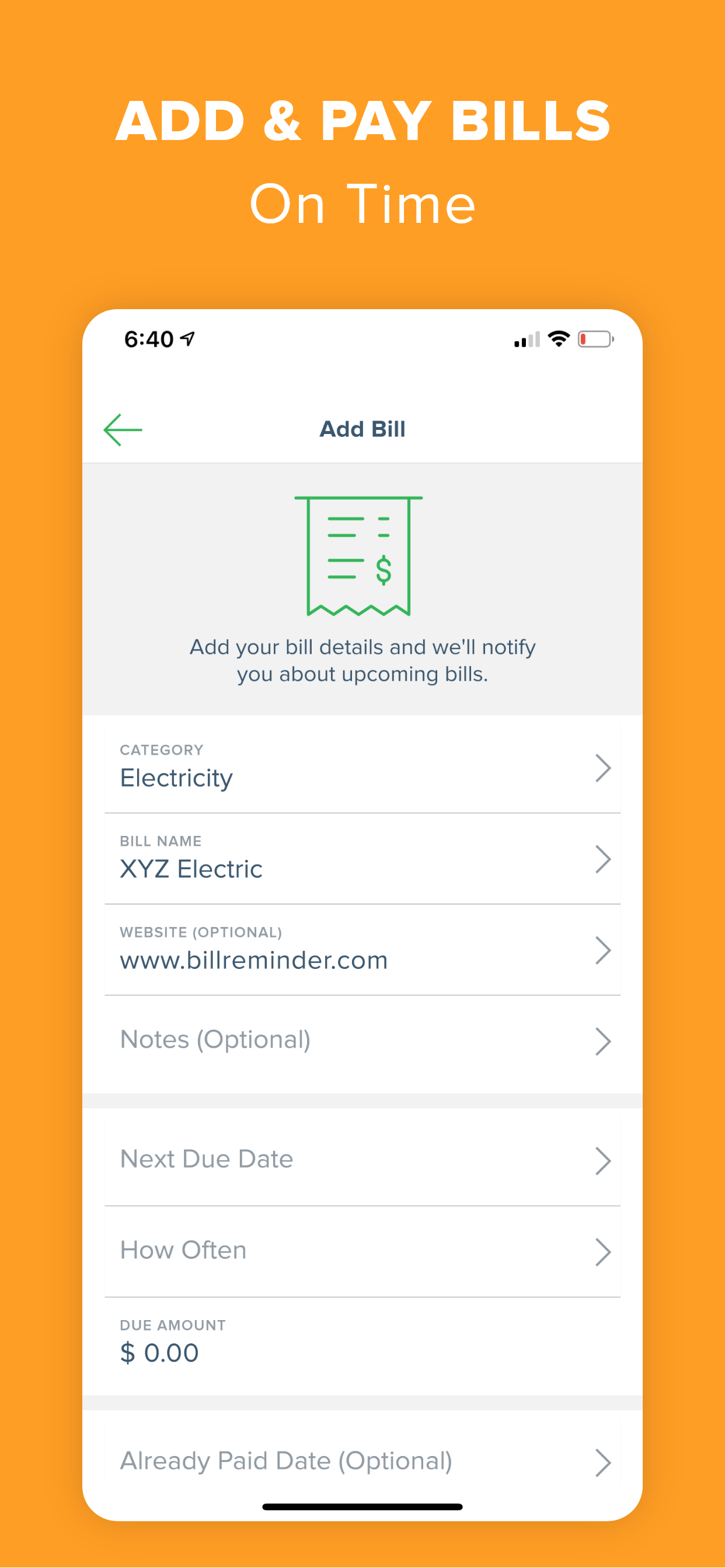 Bill Organizer