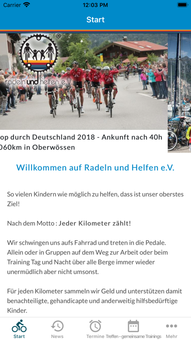 Radeln und helfen e.V. Screenshot
