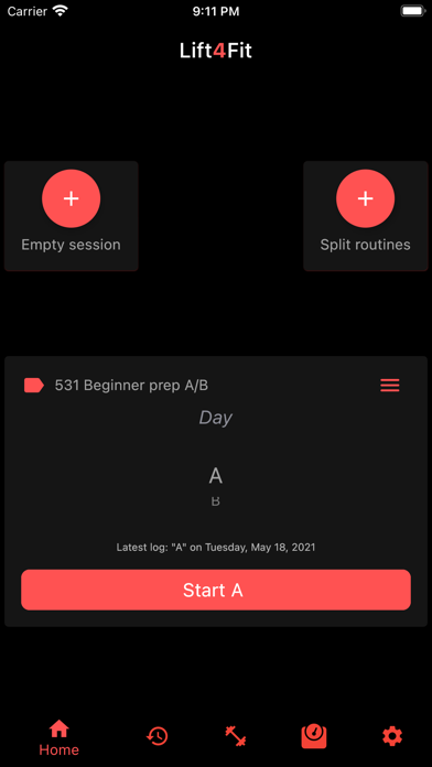 Lift4Fit Gym workout logger Screenshot