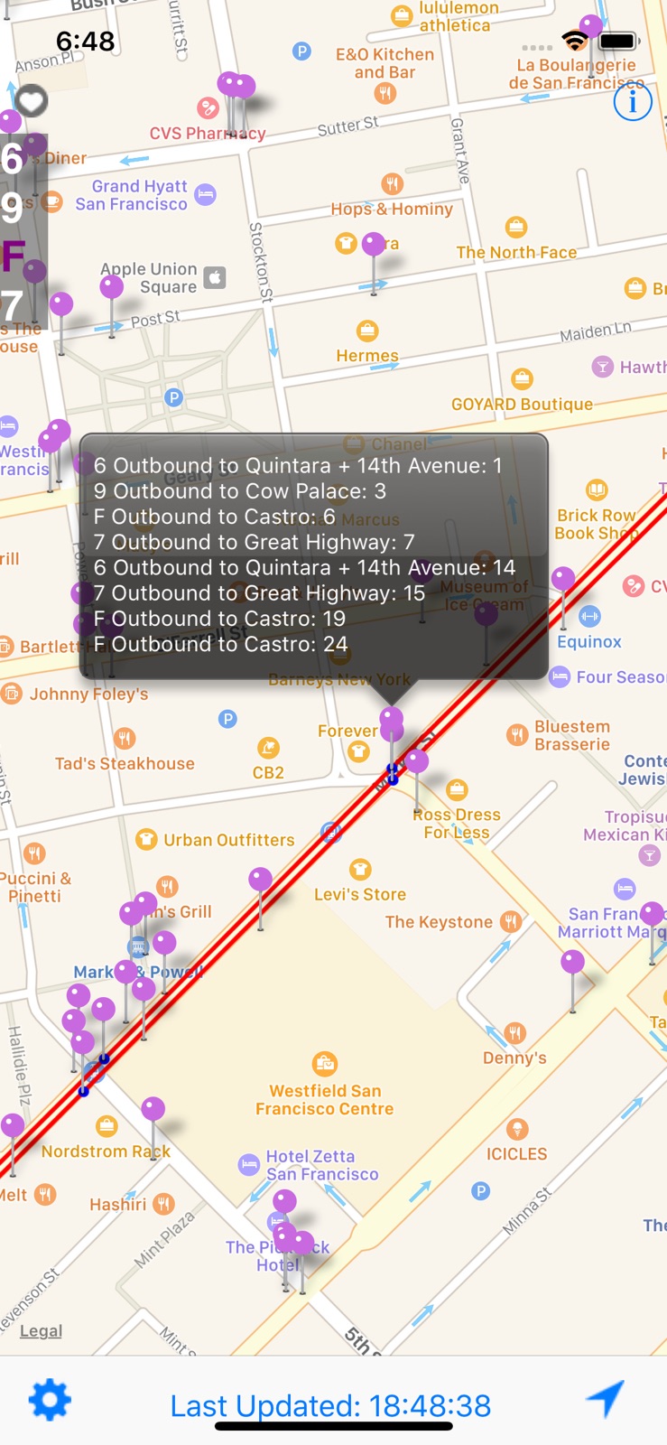 SF Next Bus iphone screenshot 1