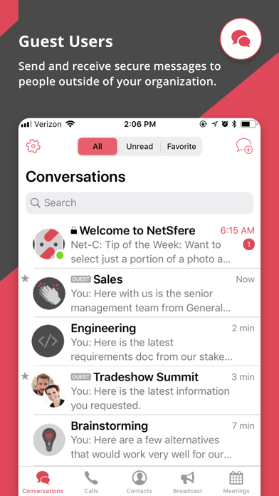 NetSfere Secure Messaging Screenshot
