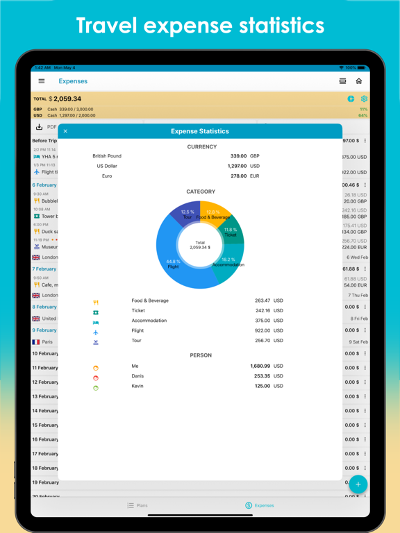 SaveTrip iPad screenshot 4 - Travel app