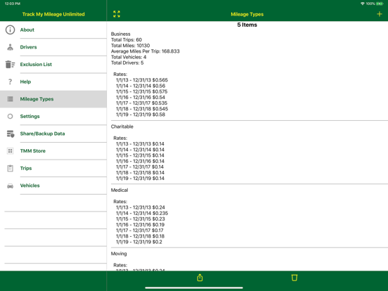Track My Mileage Unlimited iPad screenshot 7 - Business app