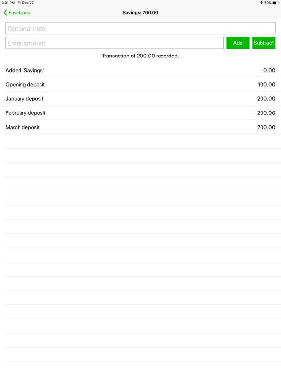 Simple Budget Envelopes iPad screenshot