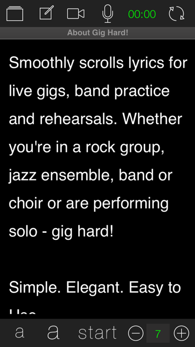 Gig Hard! Autoscrolling Lyrics Screenshot