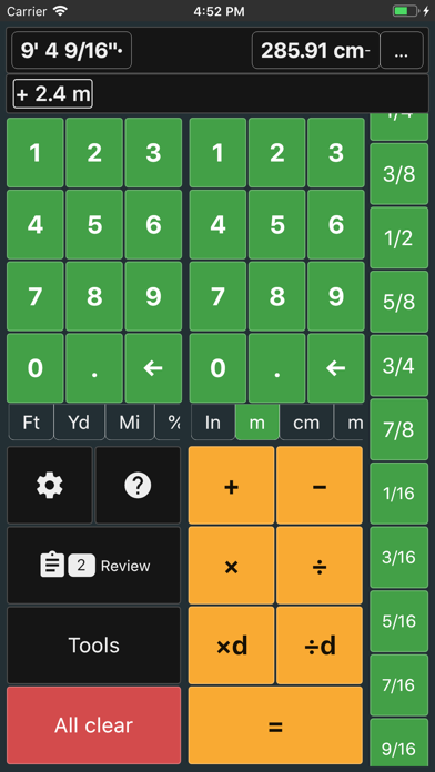 Feet and Inches Calculator iPhone screenshot