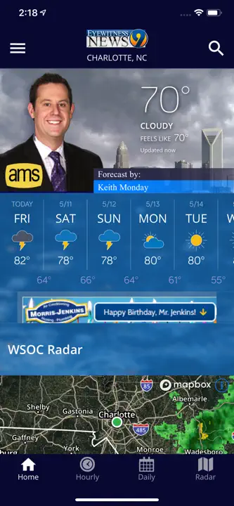 WSOC-TV Channel 9 Weather App: Screenshot 1 von 4