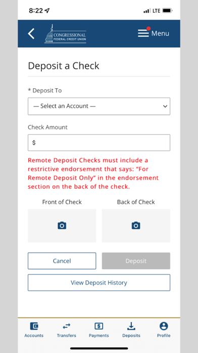 Congressional FCU 2022 Screenshot