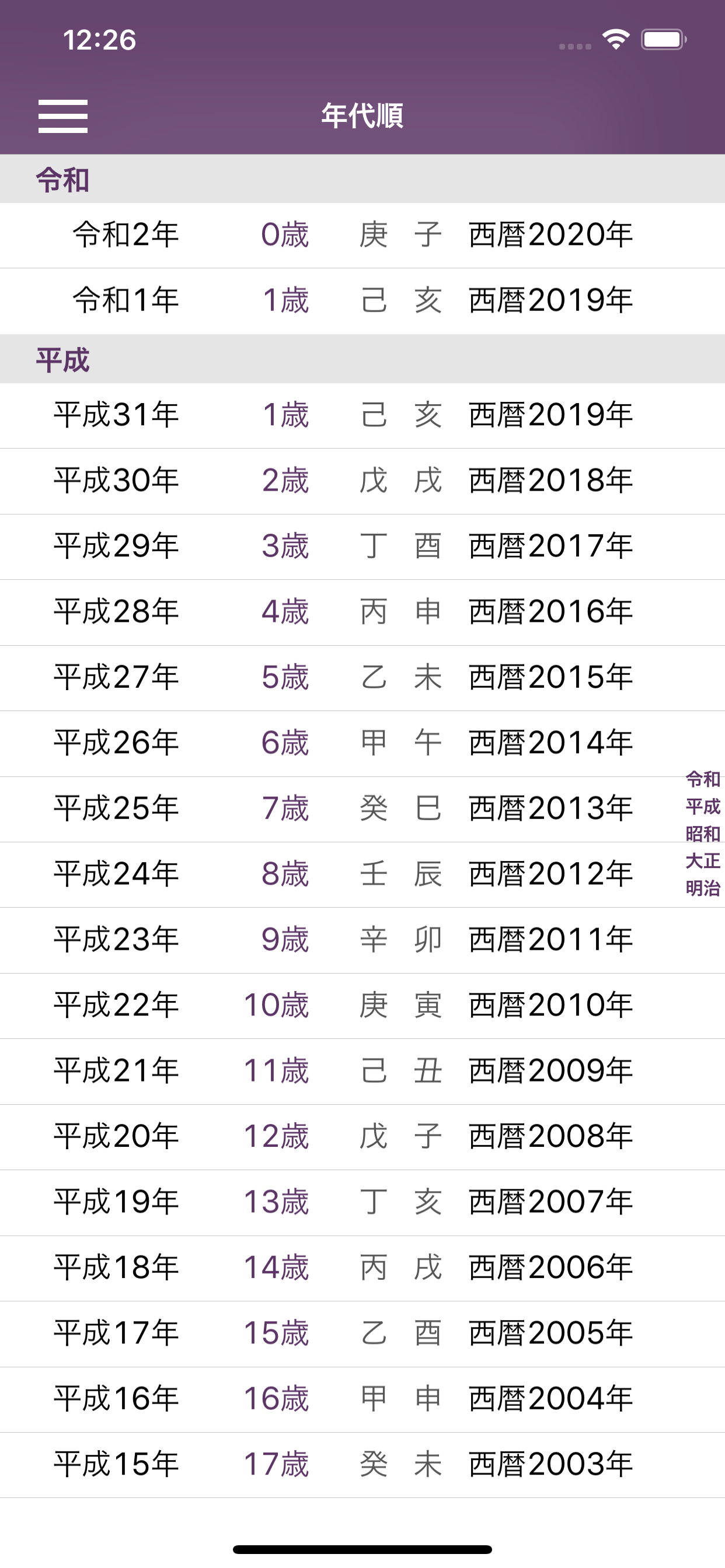 年齢早見表／和暦・干支・元号換算にも対応 screenshot 3