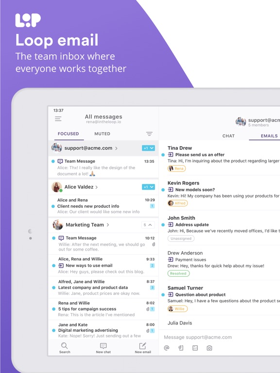 Screenshot #4 pour Loop Email: Mail & Team Chat