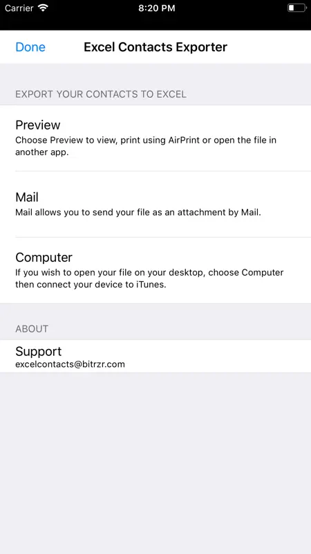 ExcelContacts Backup & Export screenshot 3 of 3