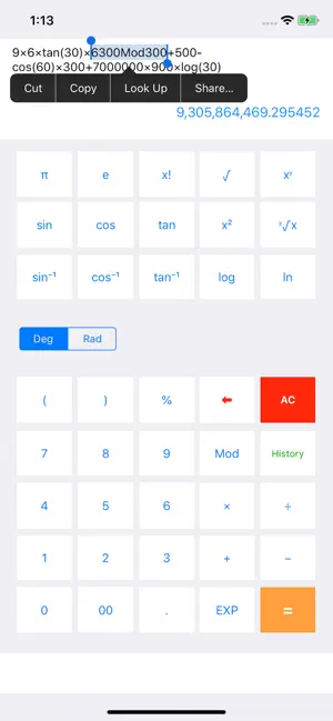 U Scientific calculator screenshot 2