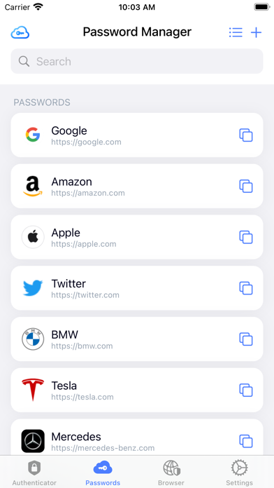 Authenticator App ¹ Screenshot
