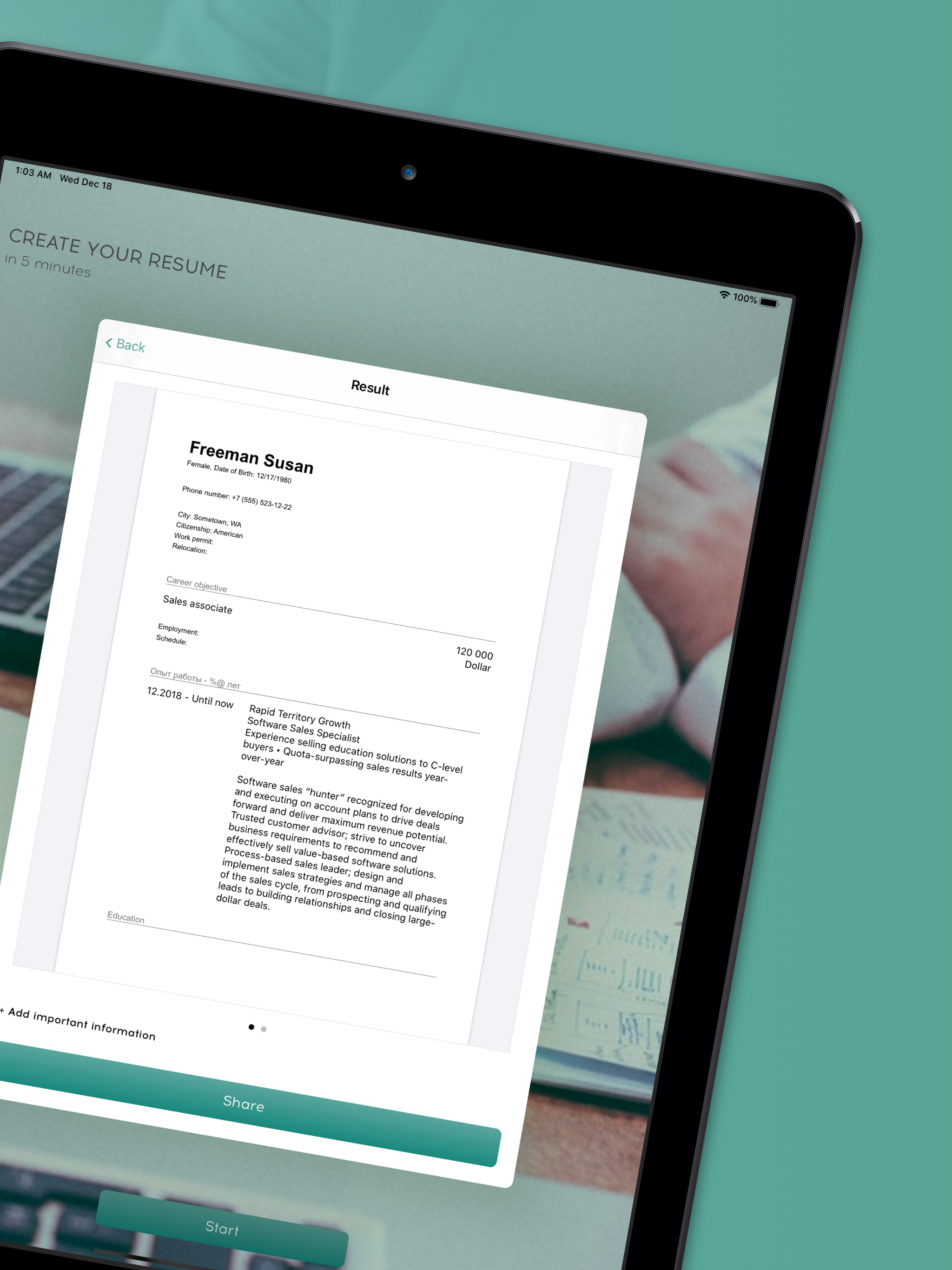 AI resume builder: linkedin CV