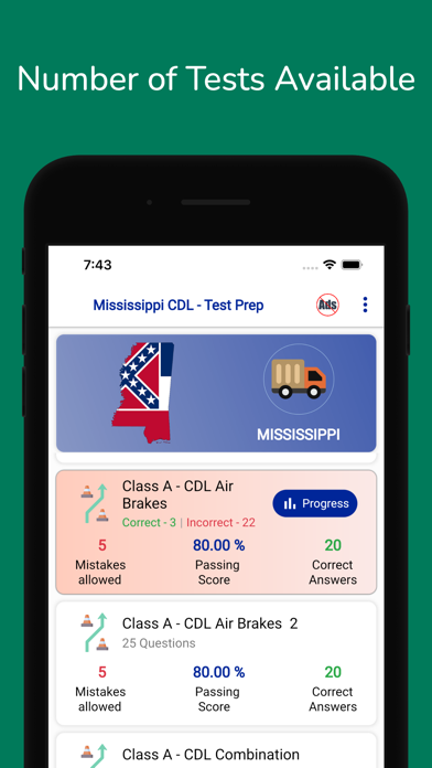 Mississippi CDL Permit Test Screenshot