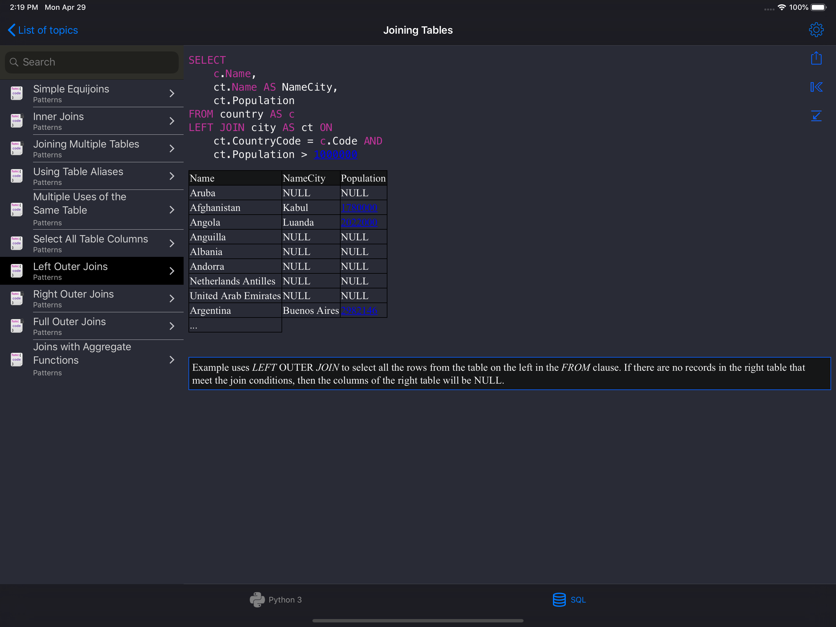 Python & SQL screenshot 17
