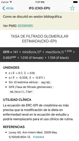 Captura de pantalla de MedCalX en iPhone 2