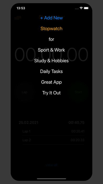 Stopwatch for Sport & Work Screenshot